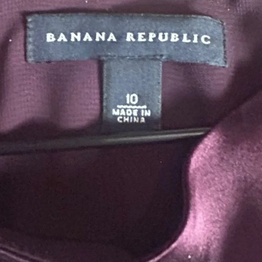 Banana Republic Silk Purple Dress Short Puff Sleeve Career Formal Womens Size 10